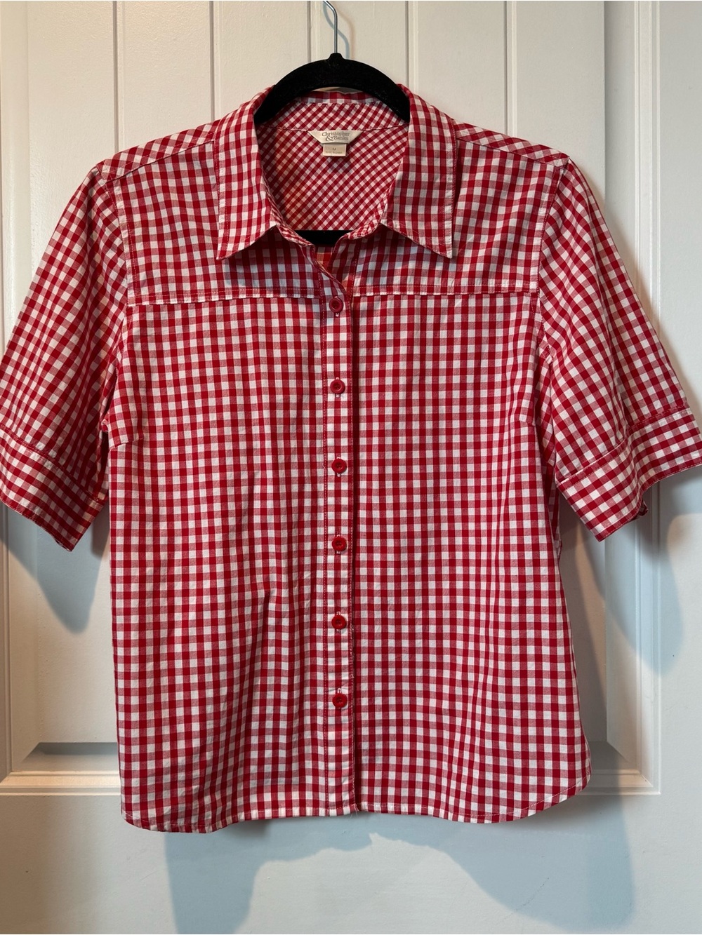 Christopher & Banks Red and White Gingham Button-Down Shirt